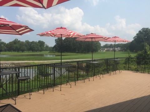 Red and White Umbrellas on the Cabana Patio 1