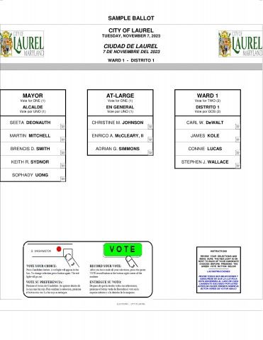 Sample Ballot Ward 1